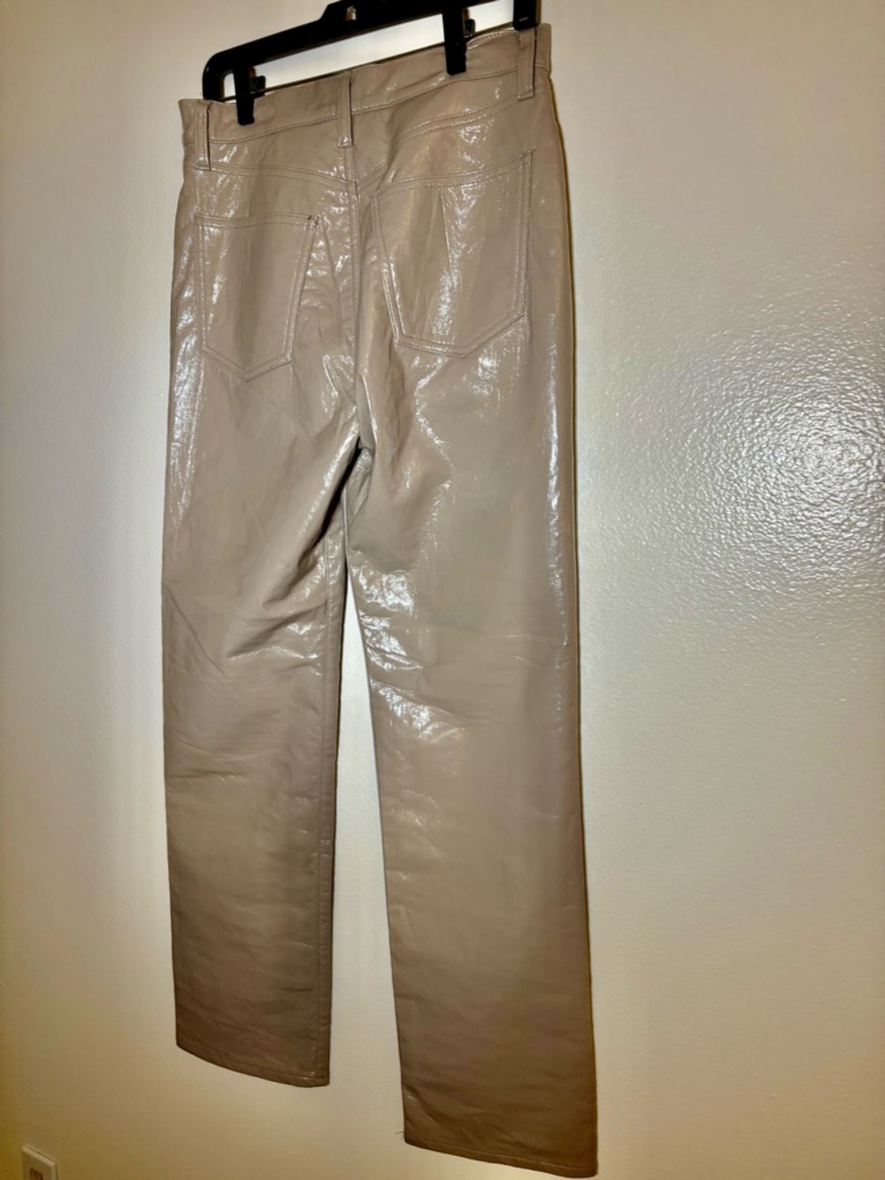AGOLDE 90s Pinch Waist Recycled Leather Pants Taupe Patent High Rise 28 - Picture 10 of 11